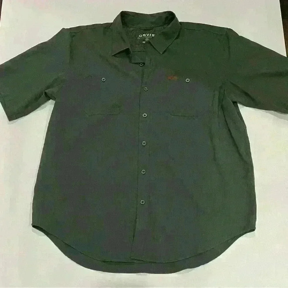 Orvis Men's Green Button Down Short Sleeve Lightweight Classic Shirt Size XL - Picture 1 of 7